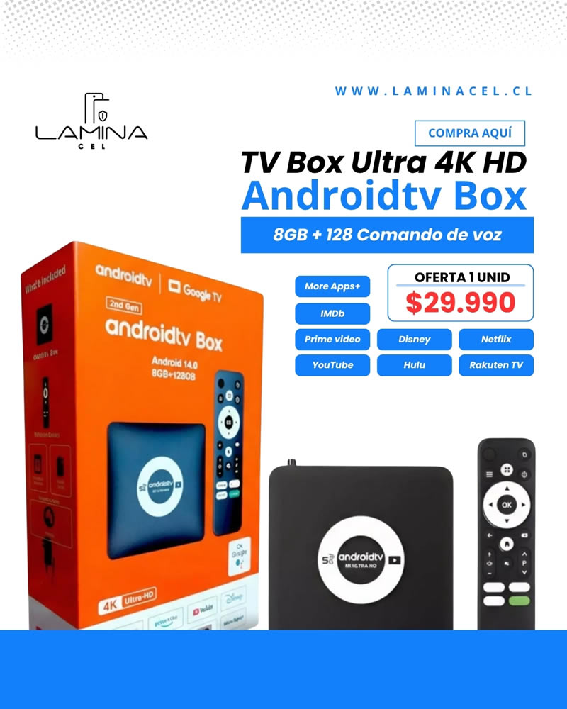 Tv Box Ultra 4k Hd Androidtv Box 8gb +128 Comando De Voz